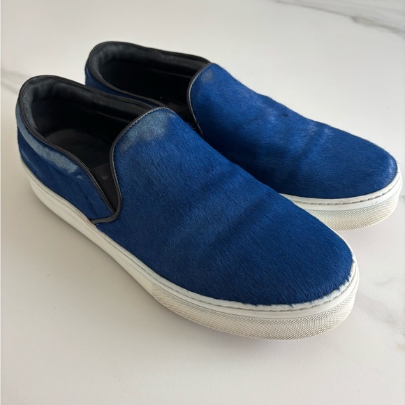 Celine Shoes - CELINE Blue Pony Hair Slip-On Sneakers Women’s Size 40.5 Cobalt blue
